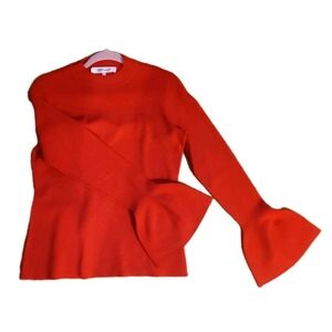 Diane Von Furstenberg Bell Flutter Sleeve Red Top